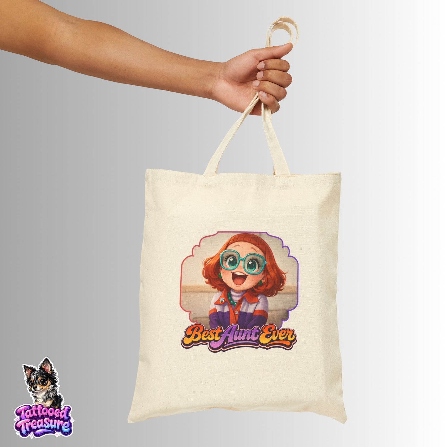 Best Aunt Ever Tote Bag — Weapons Cartoon Aunt Cotton Canvas Tote