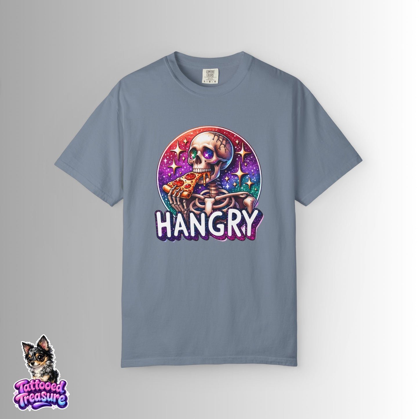 Hangry Skeleton Pizza T-Shirt — Cute Spooky Graphic Tee