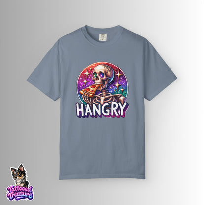 Hangry Skeleton Pizza T-Shirt — Cute Spooky Graphic Tee
