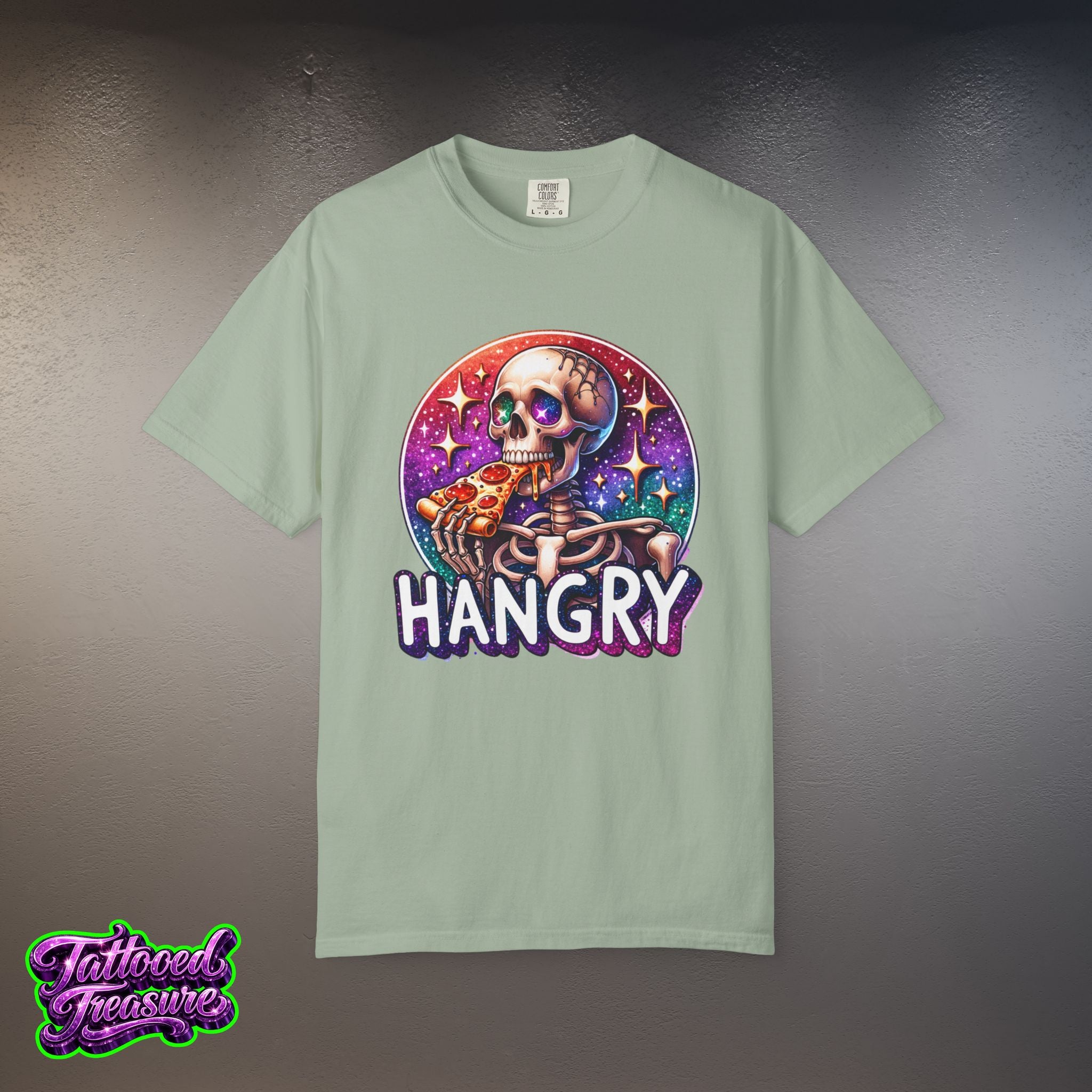 Hangry Skeleton Pizza T-Shirt — Cute Spooky Graphic Tee