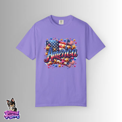 America Graphic T-Shirt — Patriotic USA Flag Design for 4th of July