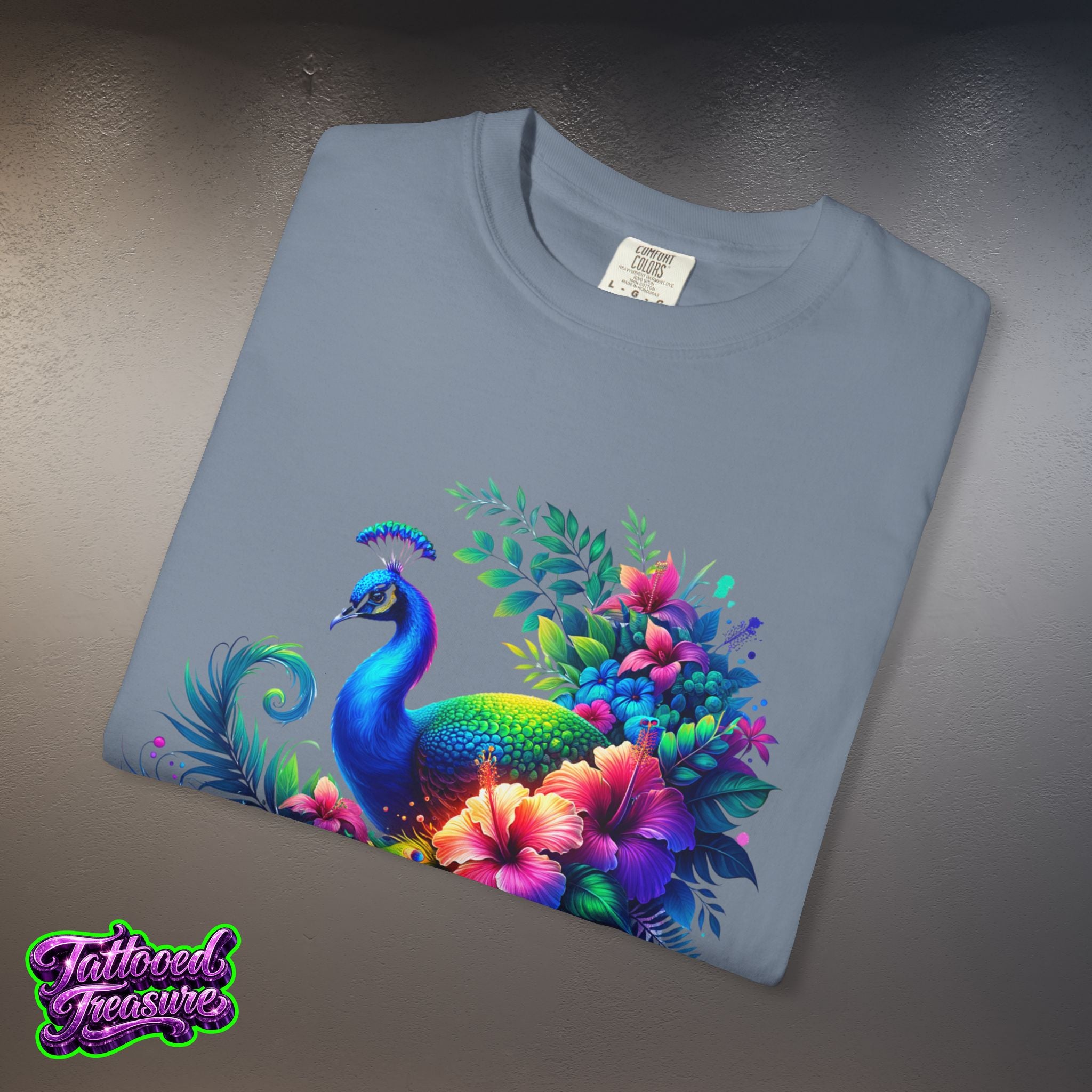 Peacock Floral T-Shirt — Vibrant Watercolor Peacock Tee