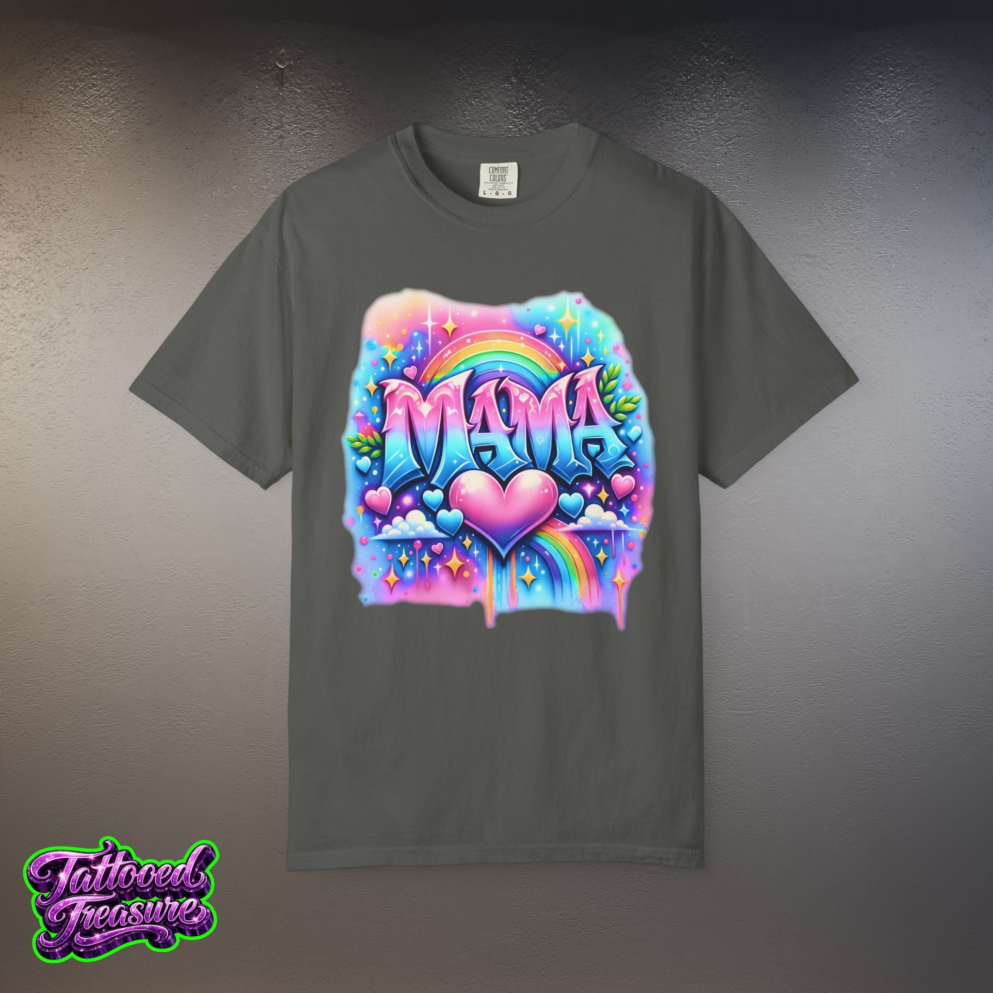 Mama Heart Rainbow T-Shirt — Colorful Neon Mom Tee