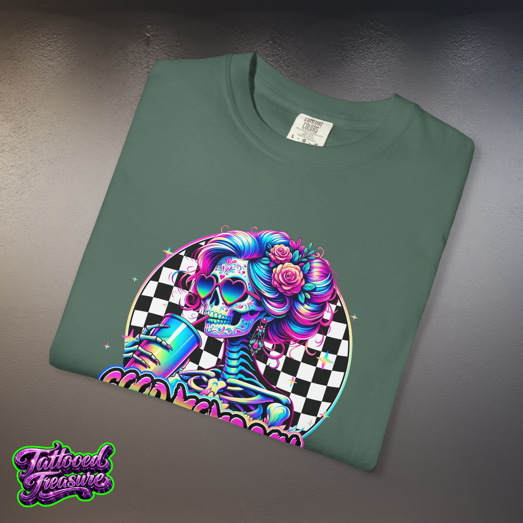 Bad Words Skull Tee — “Good Moms Say Bad Words” Retro Checkerboard T-Shirt