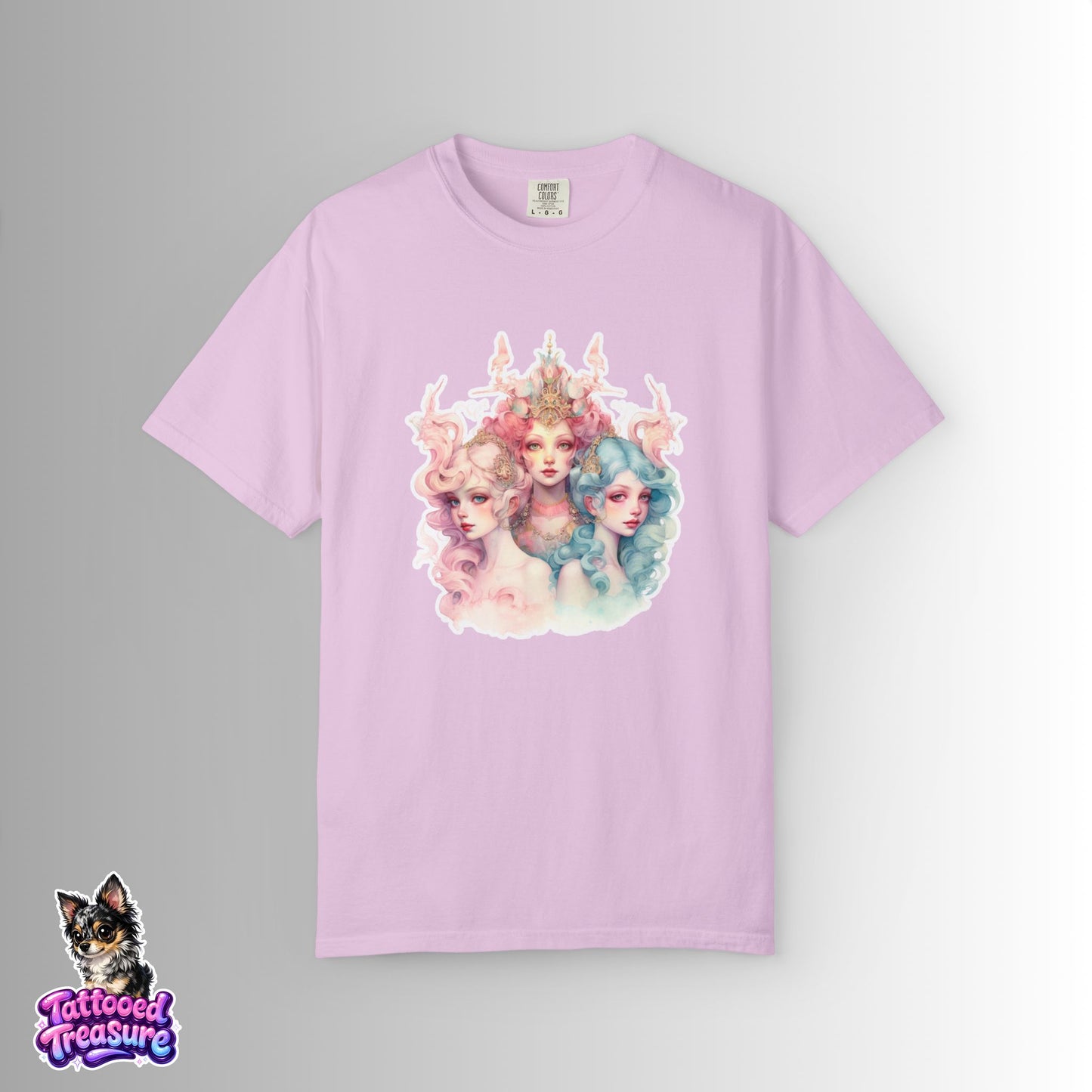Pastel Sirens Art T-Shirt — Watercolor Triple Muse Design
