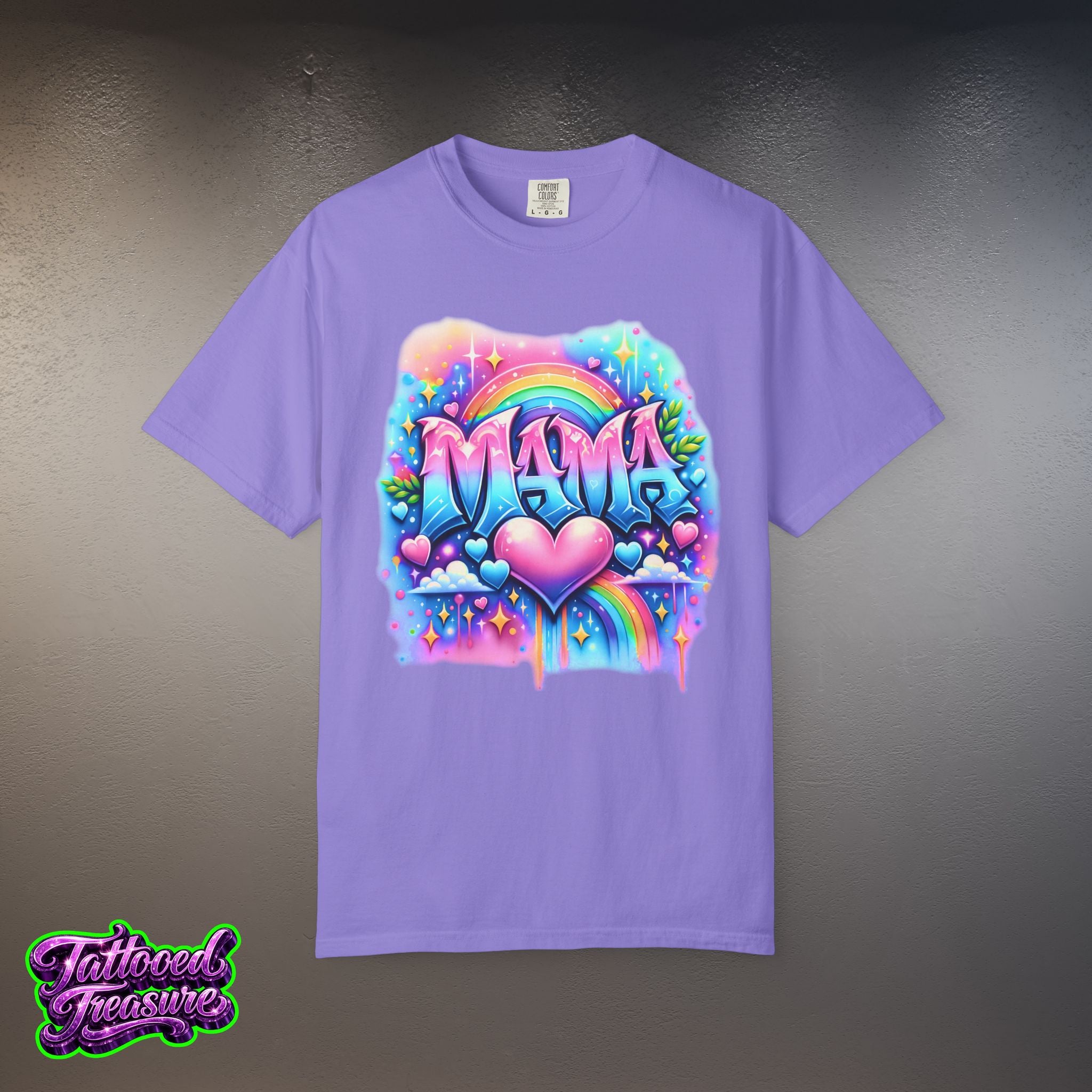 Mama Heart Rainbow T-Shirt — Colorful Neon Mom Tee