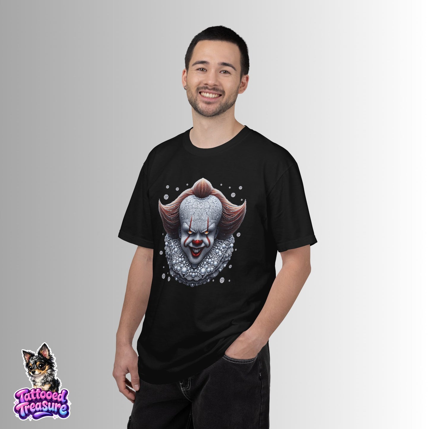 Horror Clown T-Shirt — Creepy Pennywise-Inspired Face Graphic