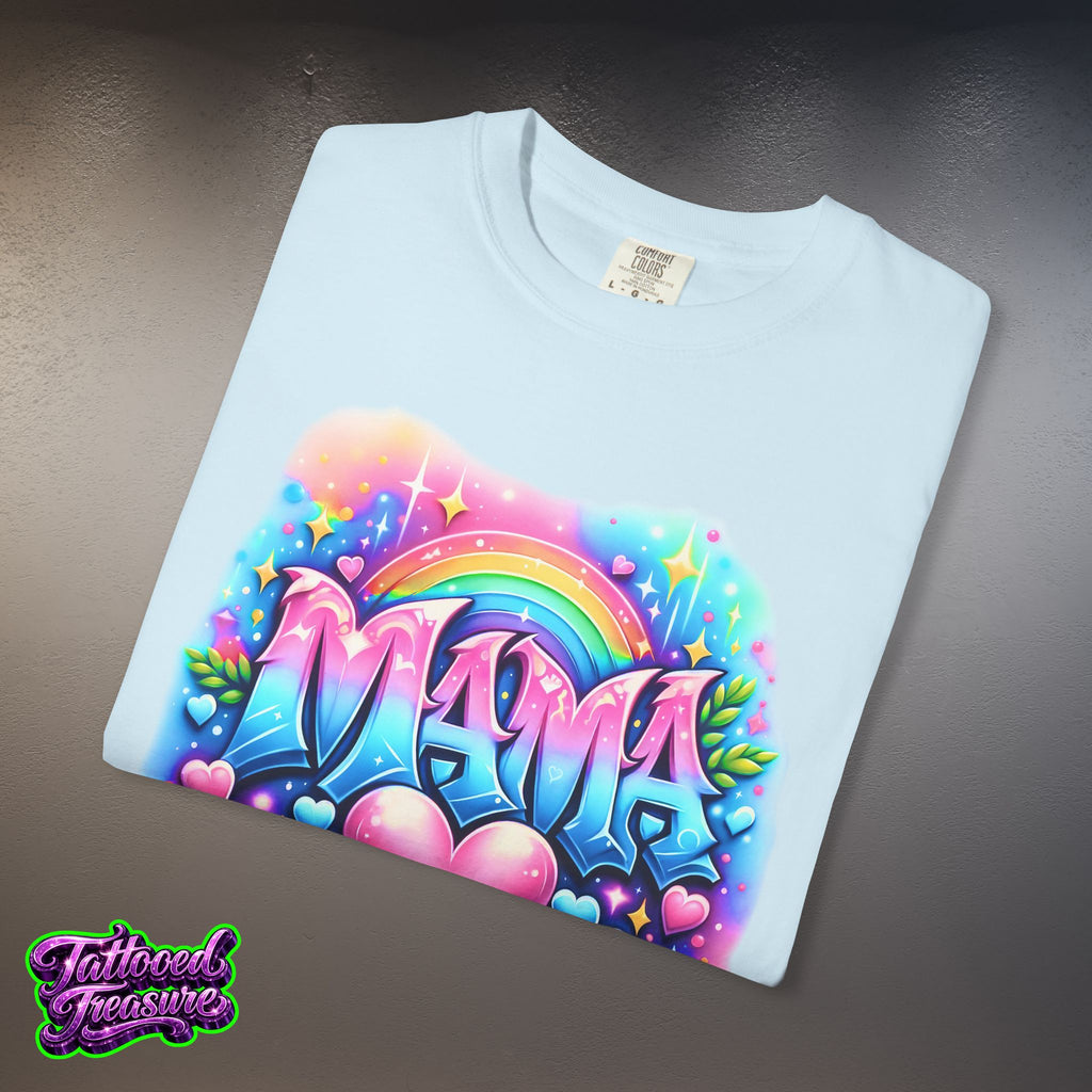 Mama Heart Rainbow T-Shirt — Colorful Neon Mom Tee