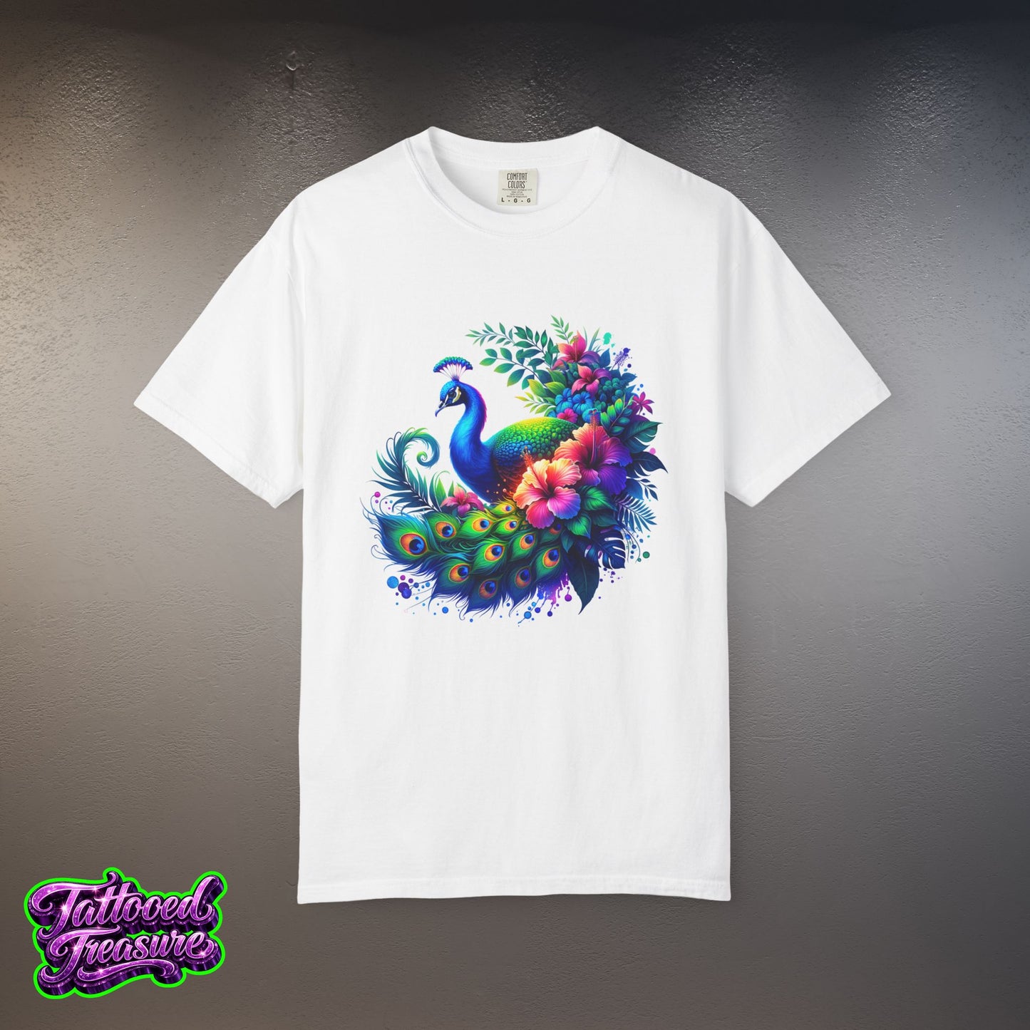 Peacock Floral T-Shirt — Vibrant Watercolor Peacock Tee