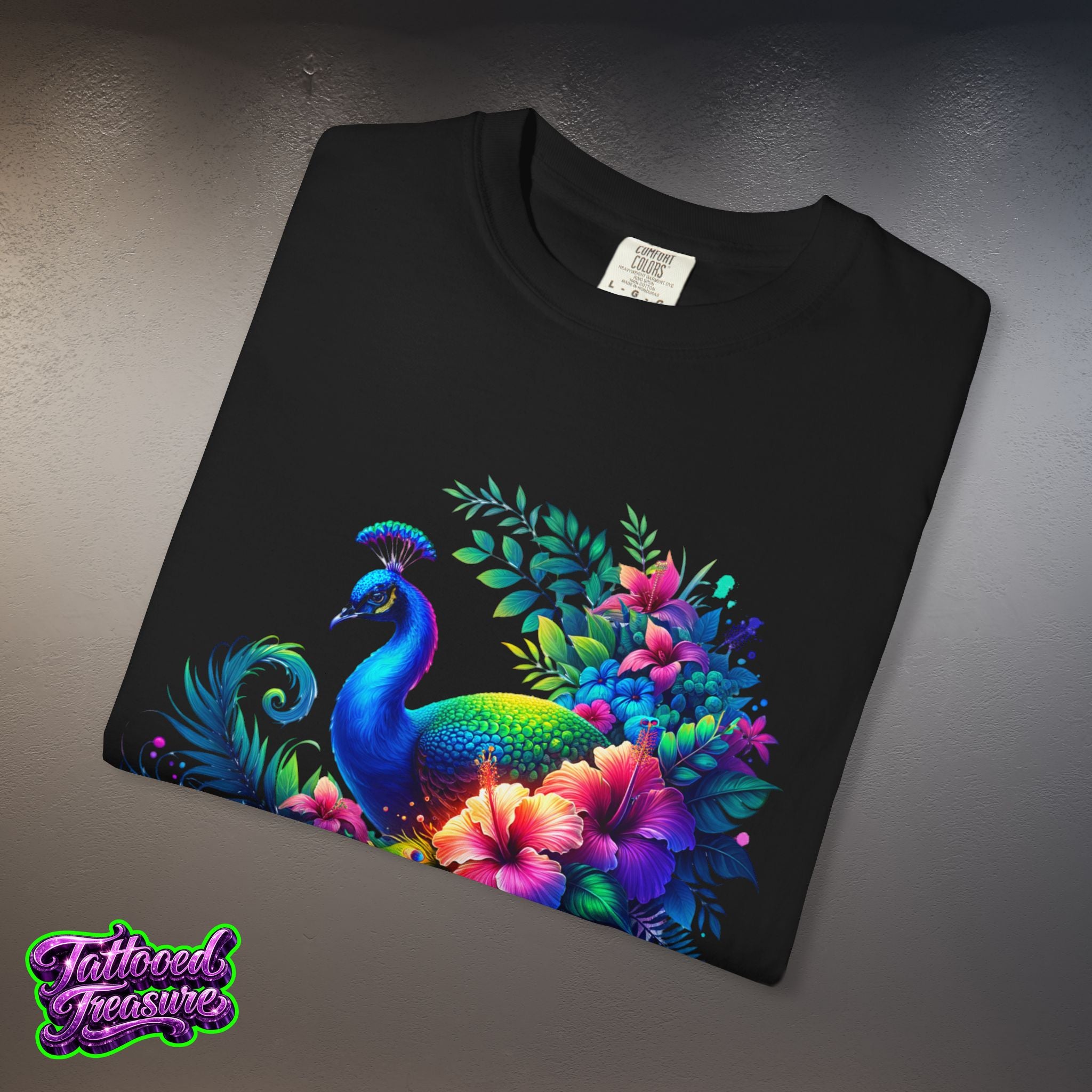 Peacock Floral T-Shirt — Vibrant Watercolor Peacock Tee