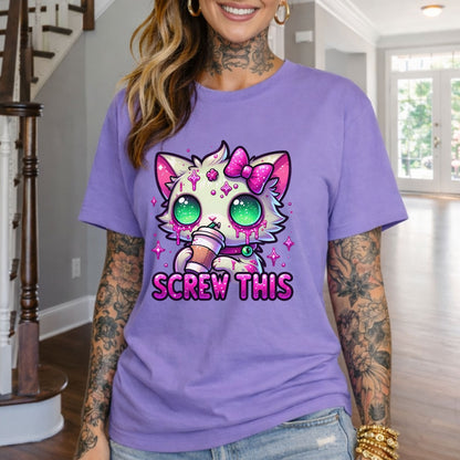 Kawaii 'Screw This' Cat T-Shirt