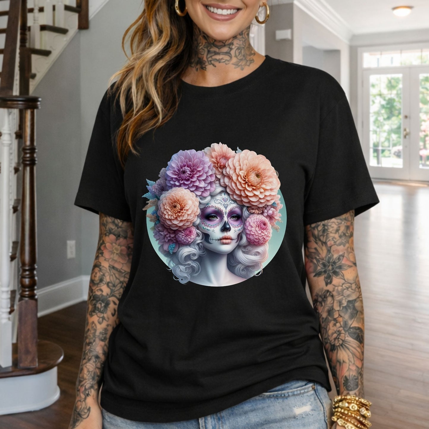 Day of the Dead Floral Skull T-Shirt