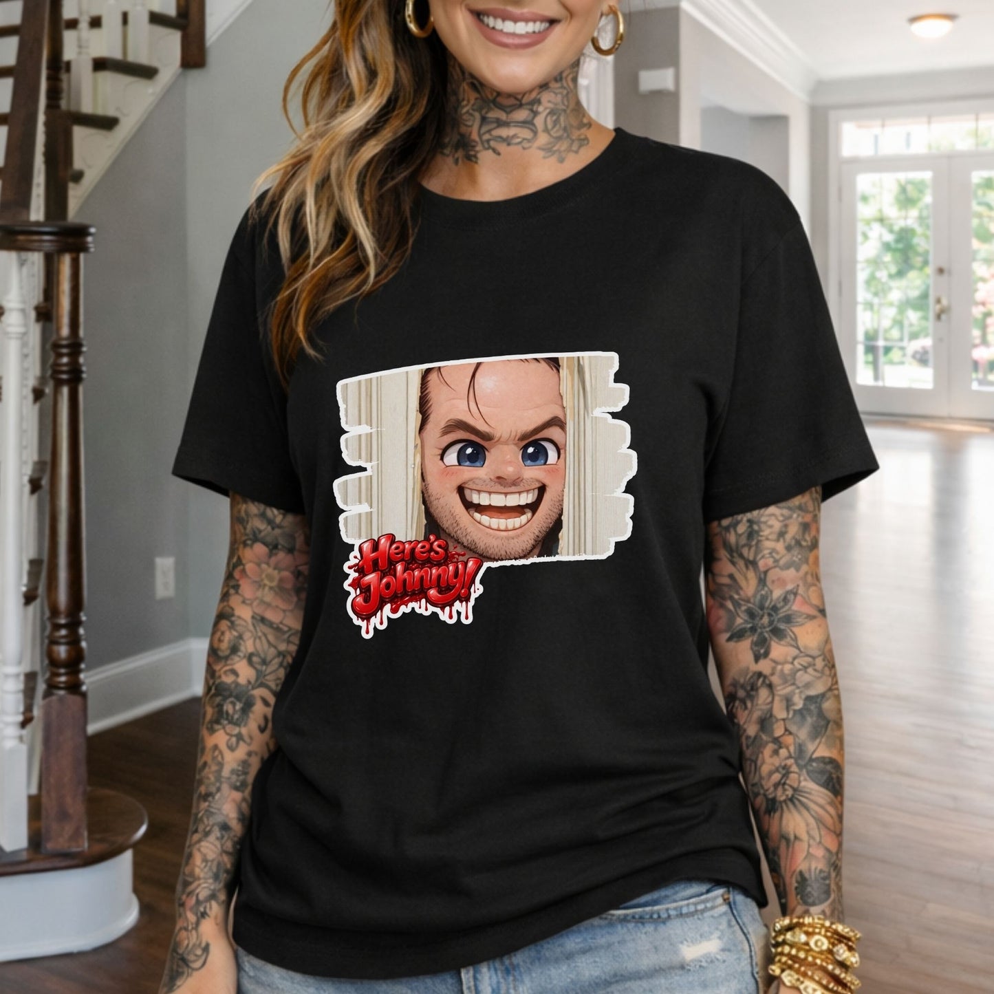 Horror The Shining Graphic T‑Shirt — 'Here's Johnny' Creepy Tee