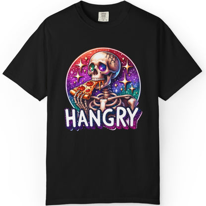 Hangry Skeleton Pizza T-Shirt — Cute Spooky Graphic Tee