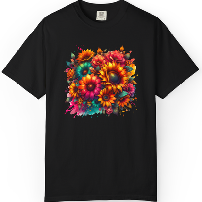 Sunflower Burst T-Shirt — Vibrant Floral Bouquet Graphic