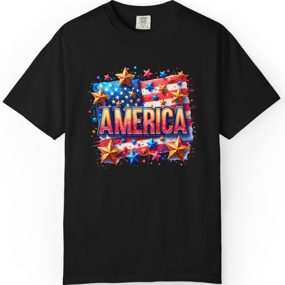 America Flag Stars T-Shirt — Patriotic 4th of July Graphic Tee