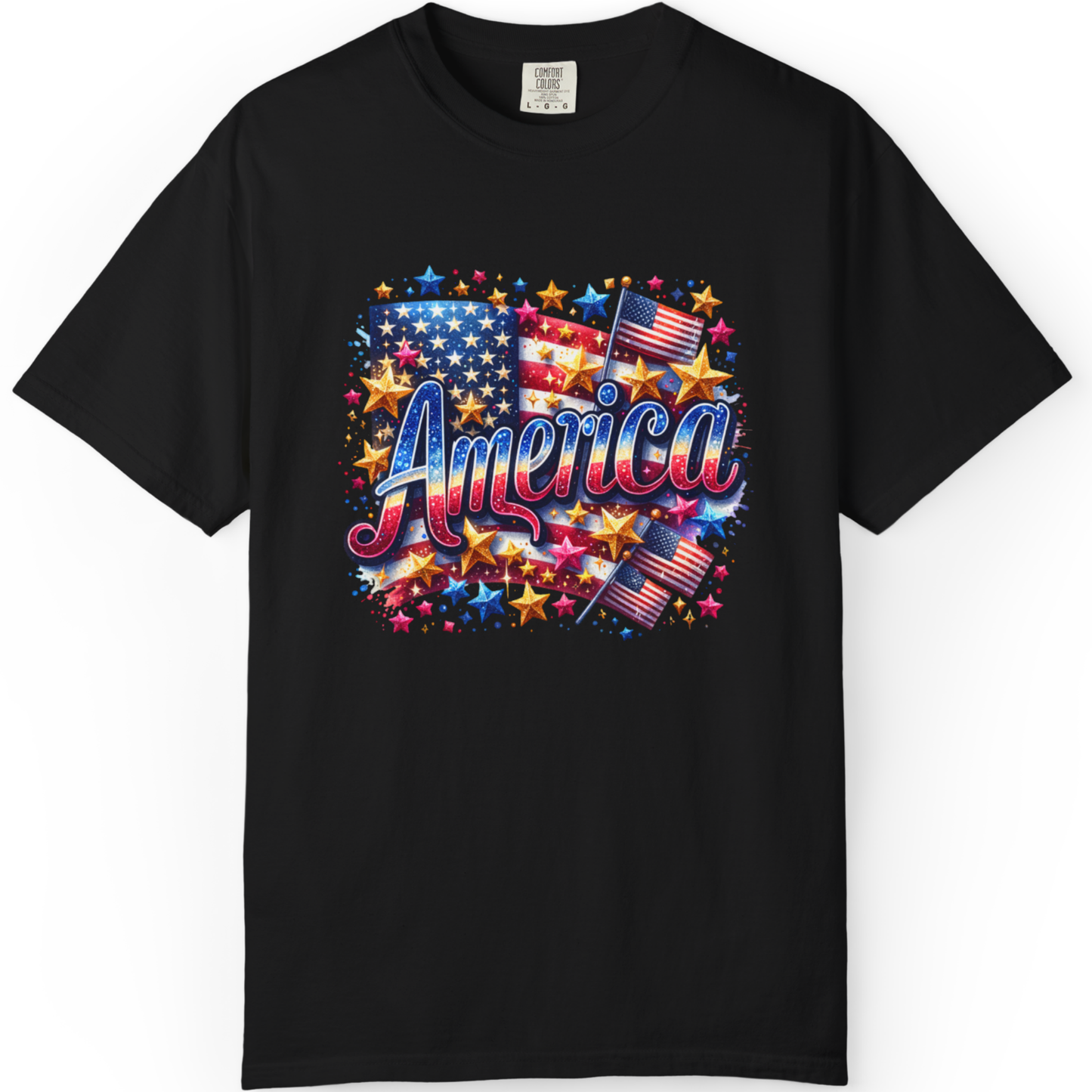 America Graphic T-Shirt — Patriotic USA Flag Design for 4th of July