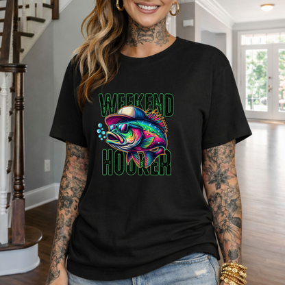 Weekend Hooker Fishing T-Shirt — Colorful Trout Graphic Tee for Anglers