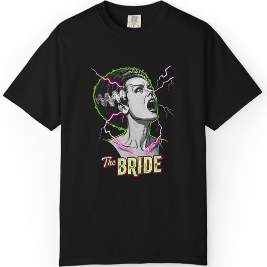 Bride of Frankenstein Graphic T-Shirt — Retro Horror Bride Tee
