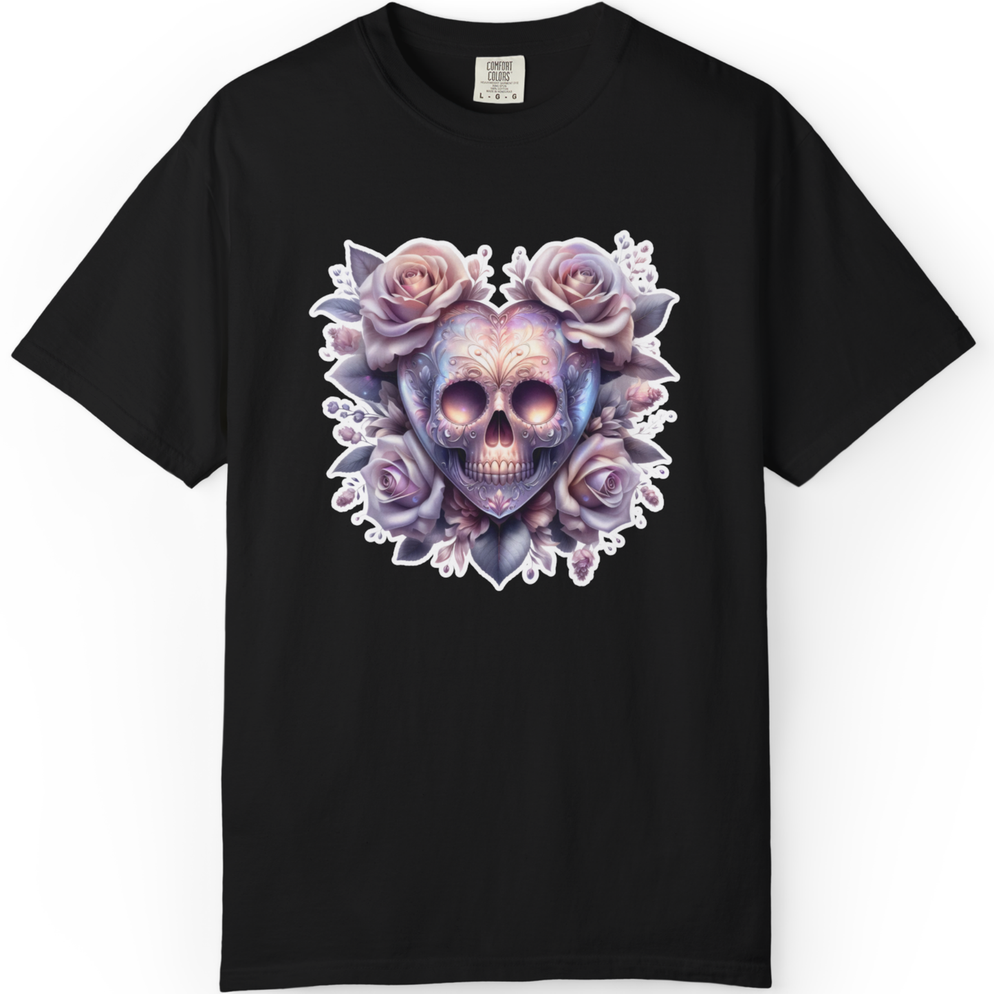 Floral Skull T-Shirt — Pastel Rose Skull Graphic Tee