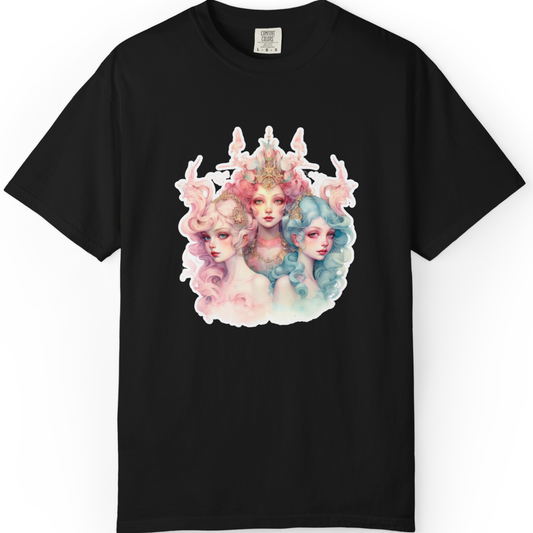 Pastel Sirens Art T-Shirt — Watercolor Triple Muse Design