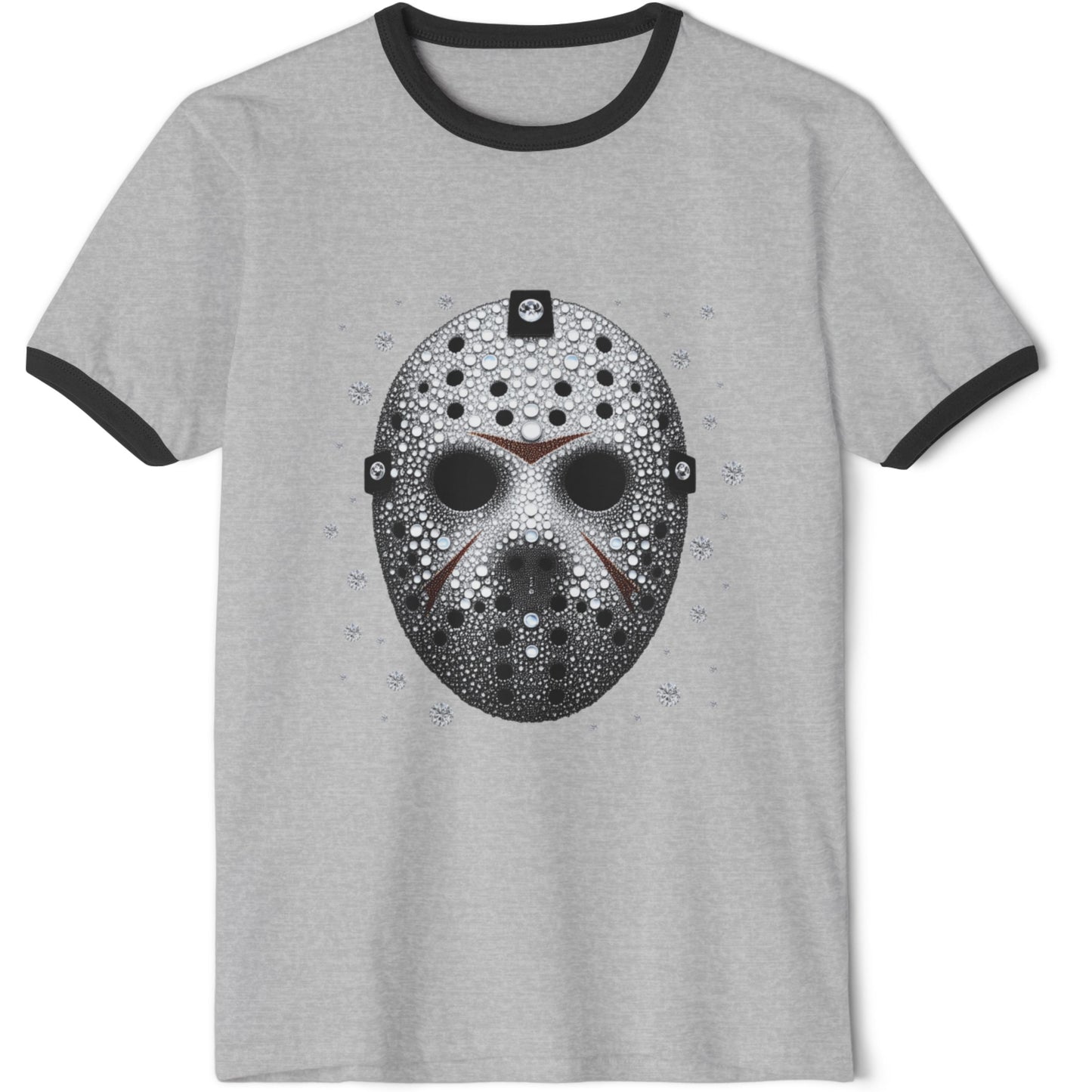 Hockey Mask Graphic Ringer T-Shirt — Sparkling Jason-Style Skull Design