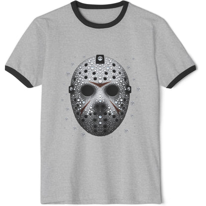 Hockey Mask Graphic Ringer T-Shirt — Sparkling Jason-Style Skull Design
