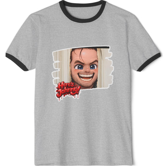 Scary The Shining Ringer T-Shirt — "Here's Johnny" Horror Graphic Tee