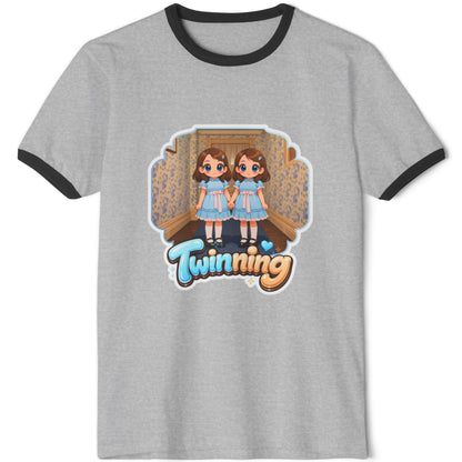 T-Shirt - 'Twinning' Retro Twin Shining Graphic Ringer Tee