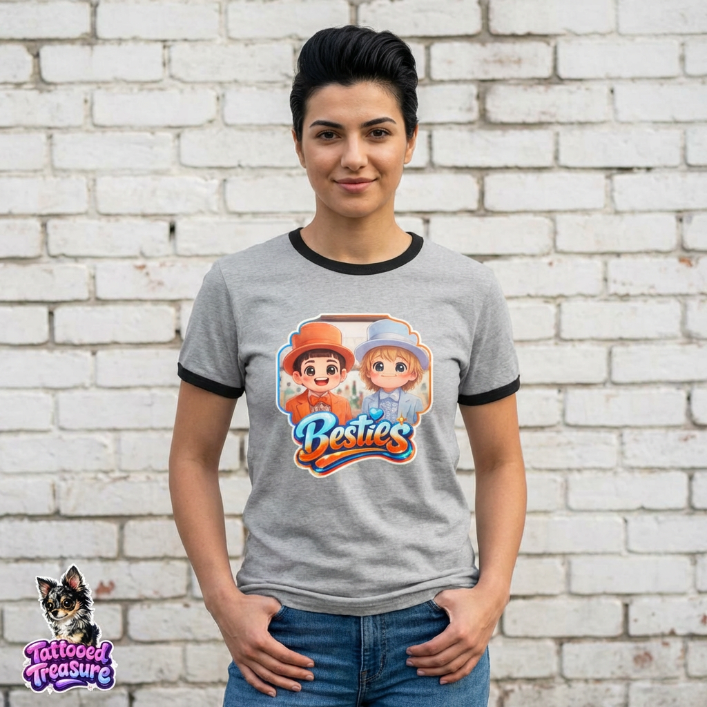 Besties Cartoon Dumb and Dumber Ringer Tee