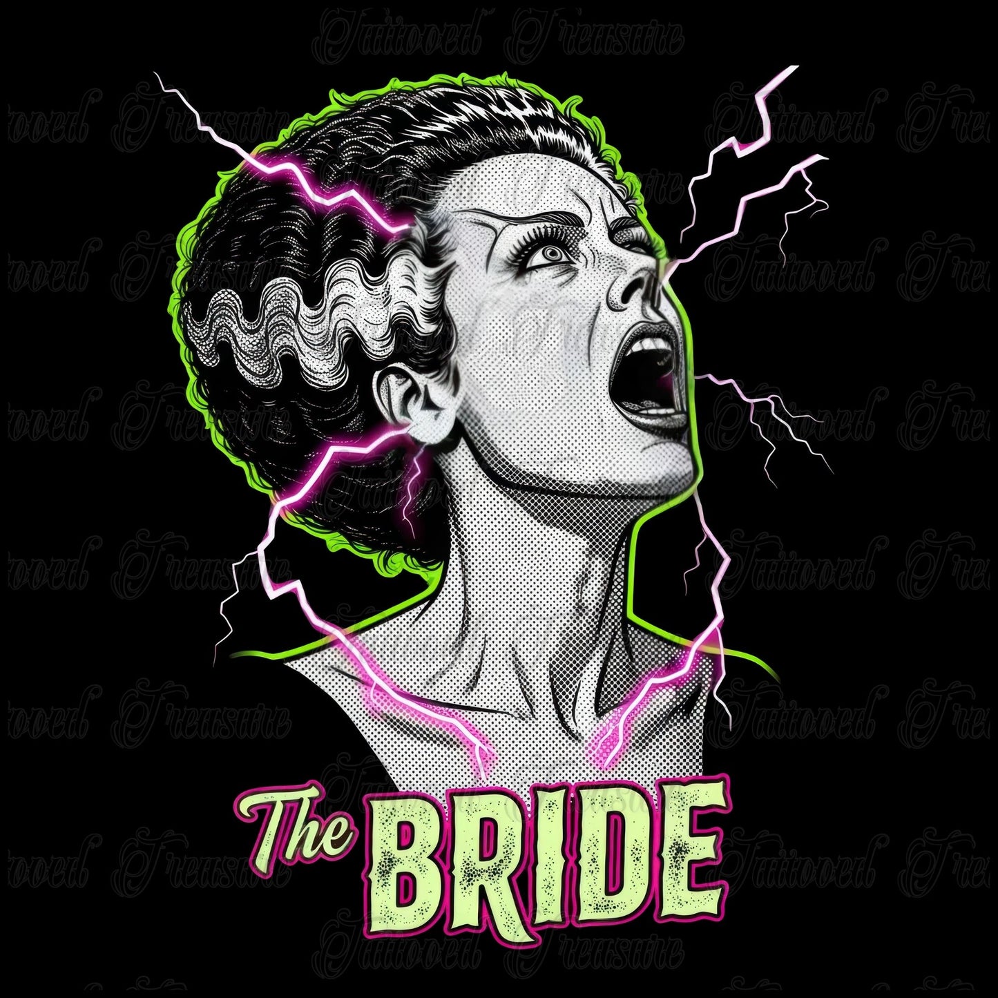 Bride of Frankenstein Graphic T-Shirt — Retro Horror Bride Tee