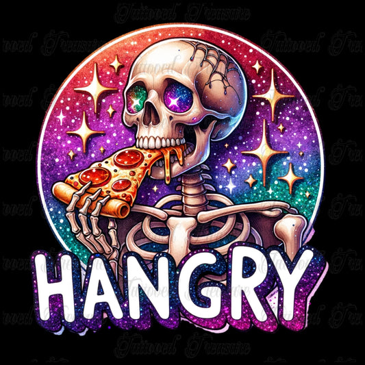 Hangry Skeleton Pizza T-Shirt — Cute Spooky Graphic Tee