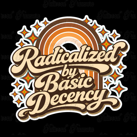 "Radicalized by Basic Decency" | Retro Rainbow Tee
