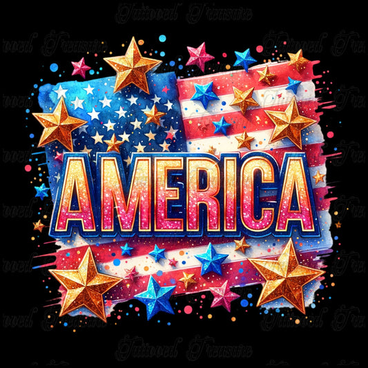 America Flag Stars T-Shirt — Patriotic 4th of July Graphic Tee