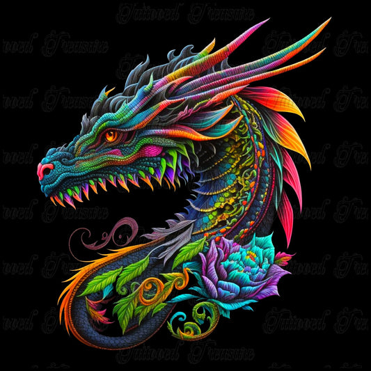Dragon Tattoo T-Shirt — Colorful Neon Dragon Art Tee