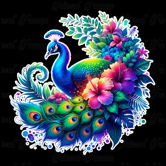 Peacock Floral T-Shirt — Vibrant Watercolor Peacock Tee