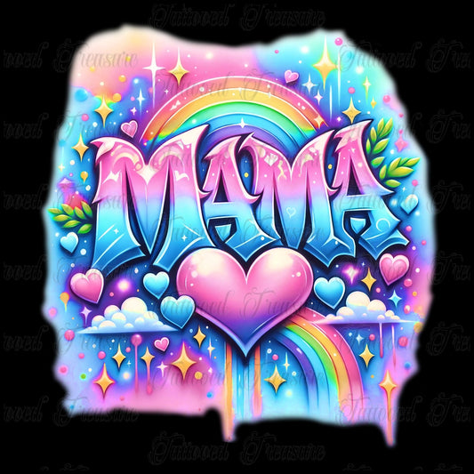 Mama Heart Rainbow T-Shirt — Colorful Neon Mom Tee