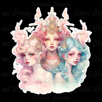 Pastel Sirens Art T-Shirt — Watercolor Triple Muse Design