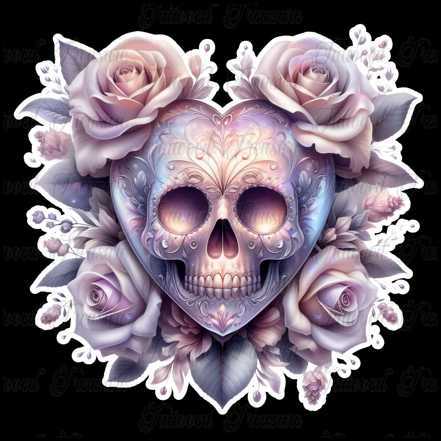 Floral Skull T-Shirt — Pastel Rose Skull Graphic Tee