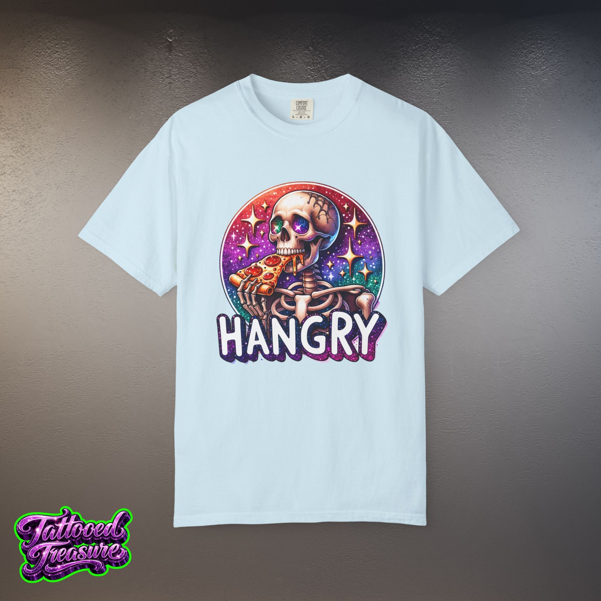 Hangry Skeleton Pizza T-Shirt — Cute Spooky Graphic Tee