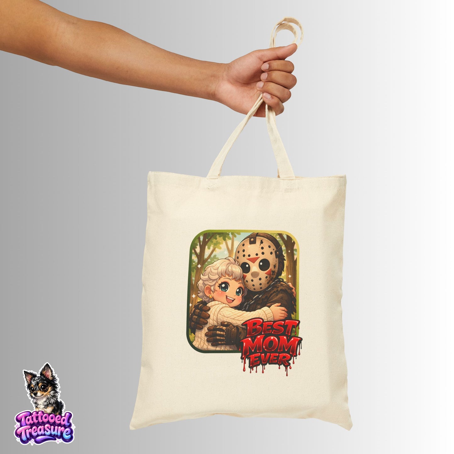 Horror Mom Tote Bag – 'Best Mom Ever' Jason & Mother Canvas Tote