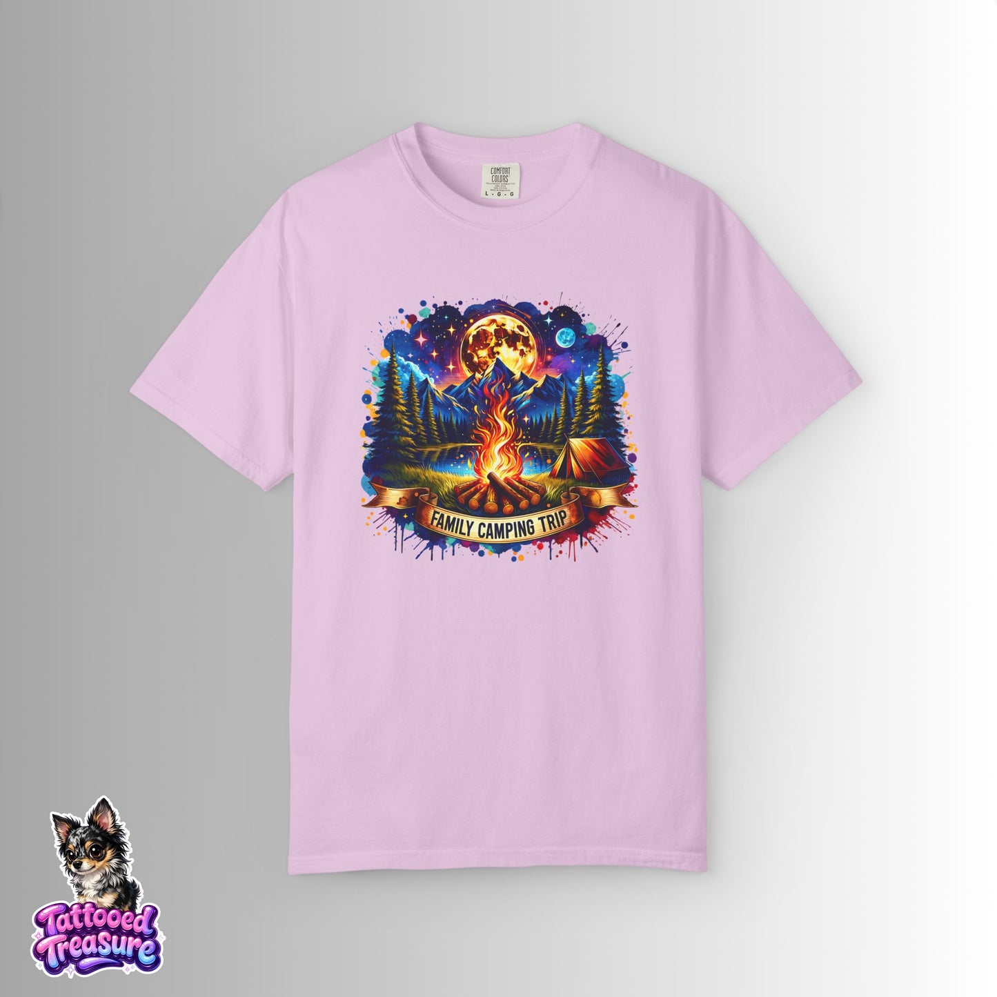 Camping Vibes T-Shirt — "Family Camping Trip" Campfire & Moon Graphic Tee