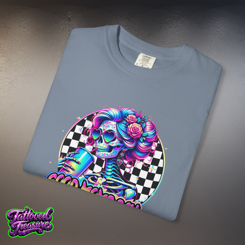 Bad Words Skull Tee — “Good Moms Say Bad Words” Retro Checkerboard T-Shirt