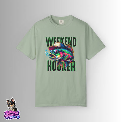 Weekend Hooker Fishing T-Shirt — Colorful Trout Graphic Tee for Anglers