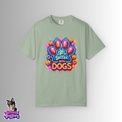 Life Is Better With Dogs T-Shirt — Colorful Paw Graphic Tee for Dog Lovers