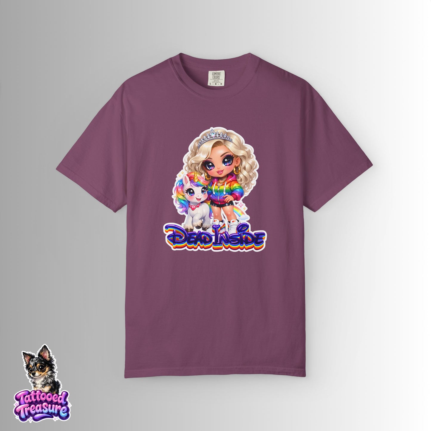 Dead Inside Rainbow Girl T-Shirt — Cute Chibi with Unicorn Pet