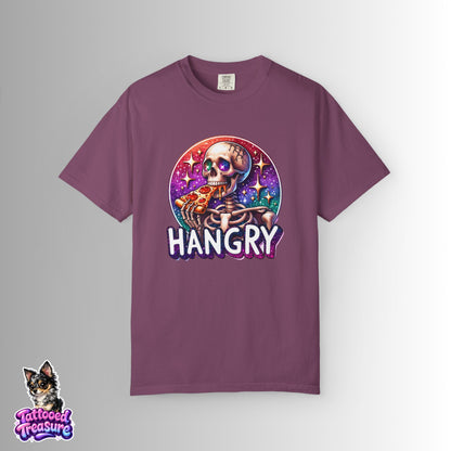 Hangry Skeleton Pizza T-Shirt — Cute Spooky Graphic Tee