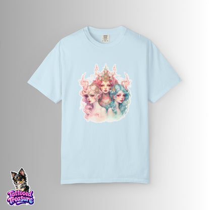 Pastel Sirens Art T-Shirt — Watercolor Triple Muse Design