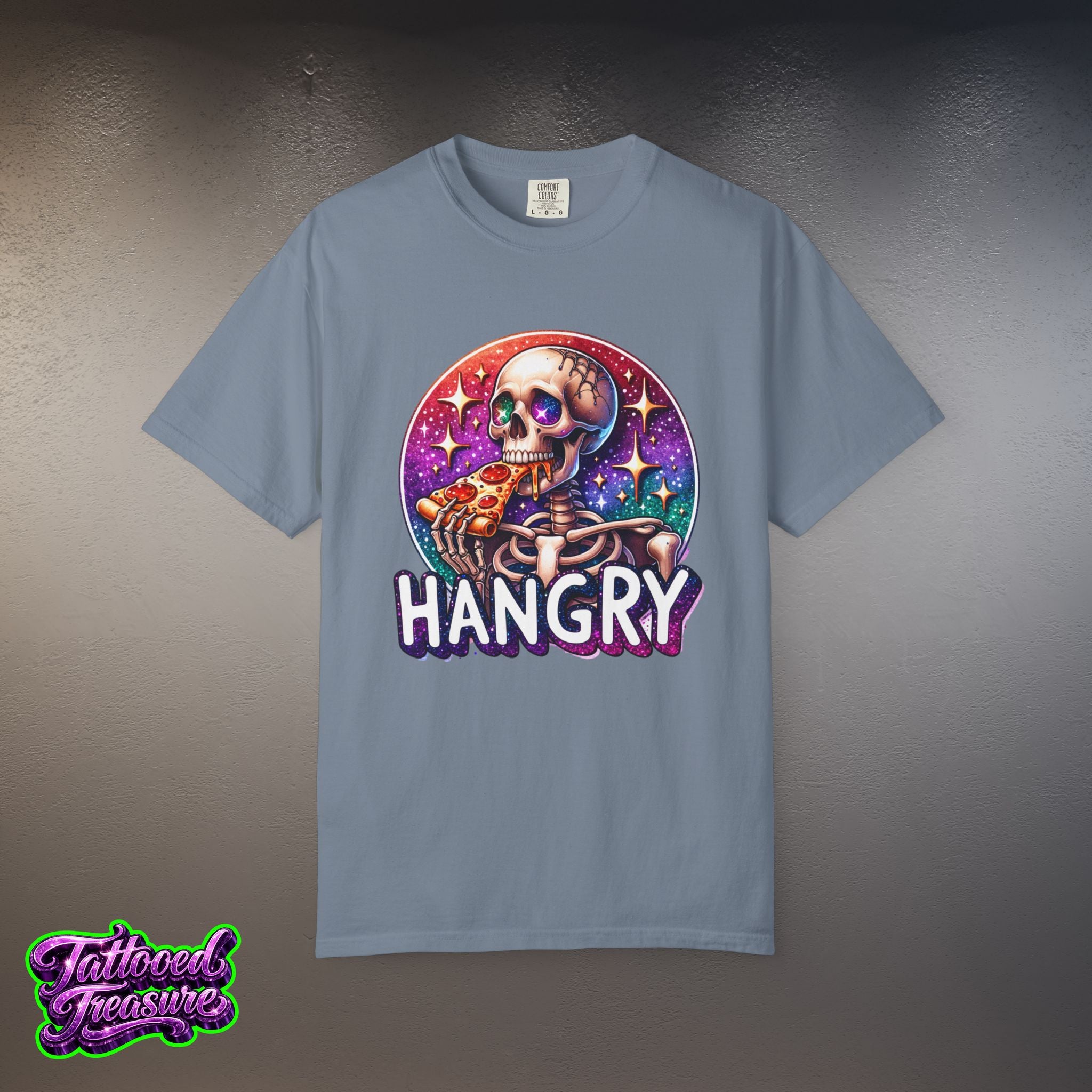 Hangry Skeleton Pizza T-Shirt — Cute Spooky Graphic Tee