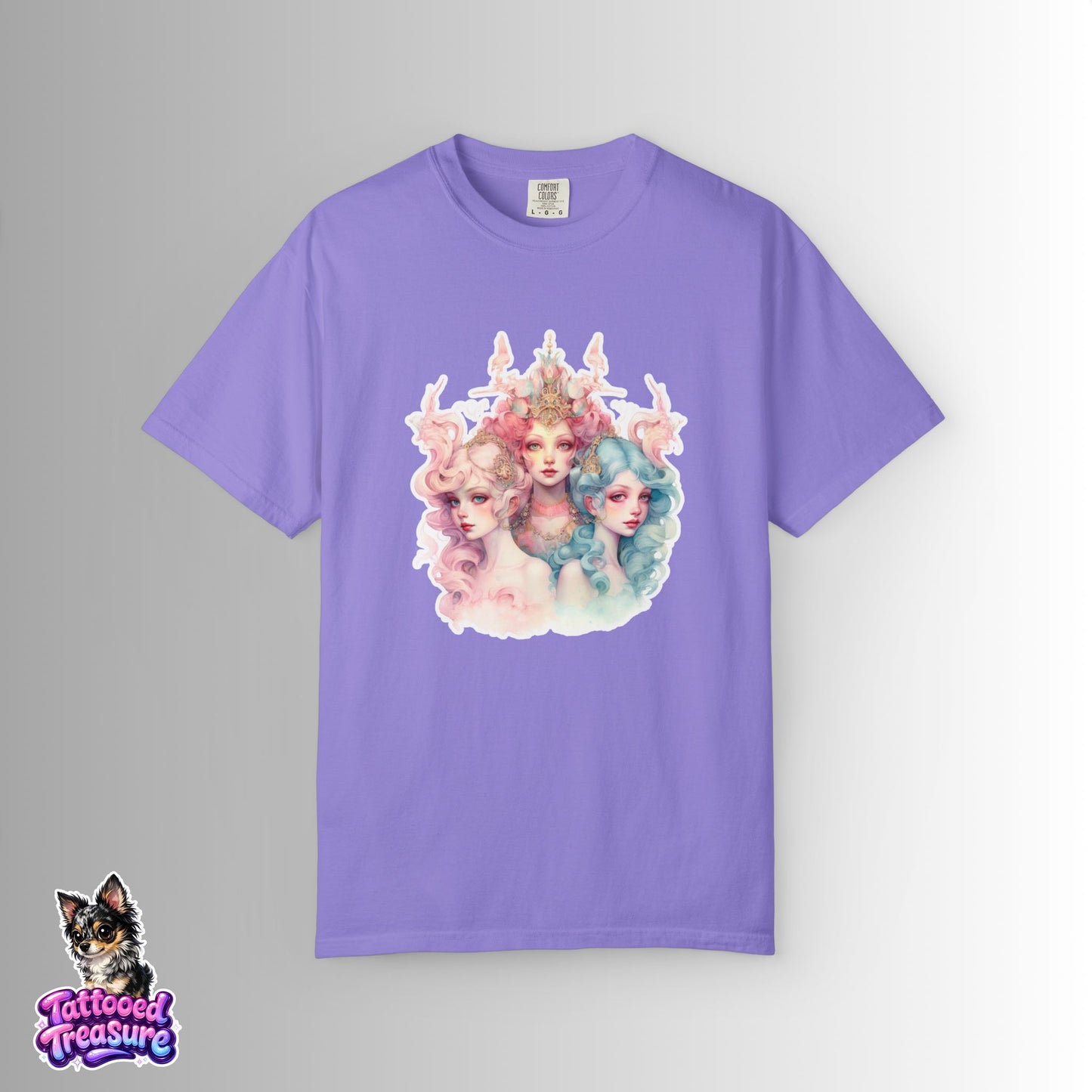 Pastel Sirens Art T-Shirt — Watercolor Triple Muse Design